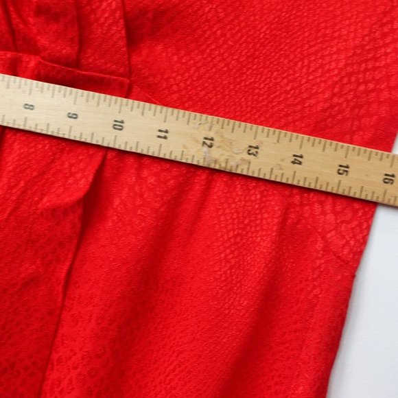 H M Dress Size 4 V Neck Midi Wrap Cocktail Jacquard Weave Snakeskin Cocktail Red - Picture 4 of 10